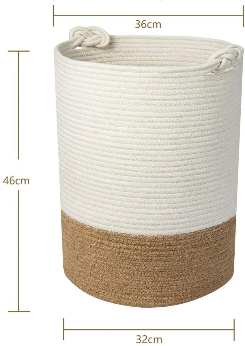 Panier à Linge Tressé Noir Coton et fibre de Rotin – Image 9